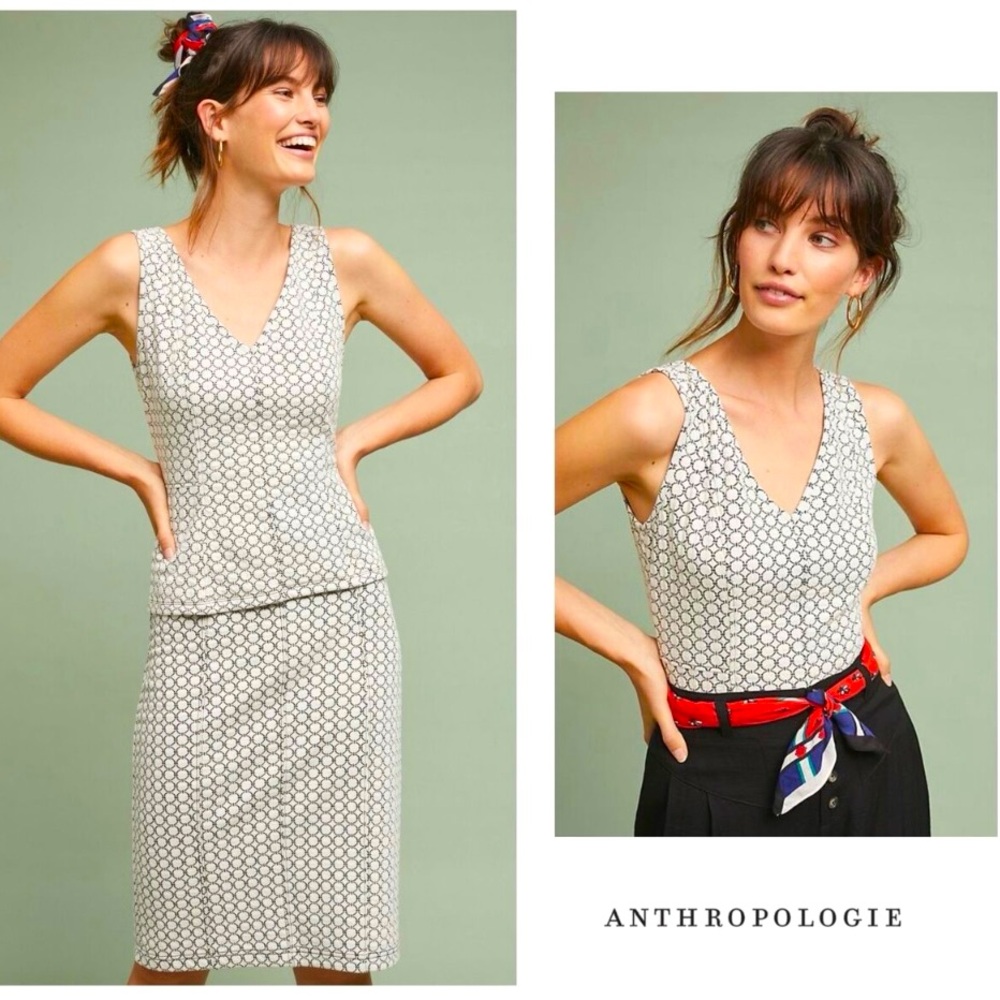 Anthropologie Maeve Astoria Peplum Top & Pencil Skirt Set M